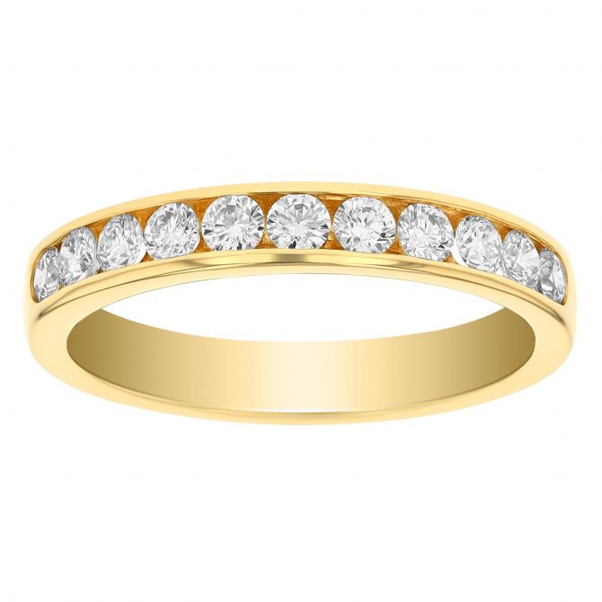 14K Yellow Gold Channel Set Diamond Wedding Band, 0.50cttw
