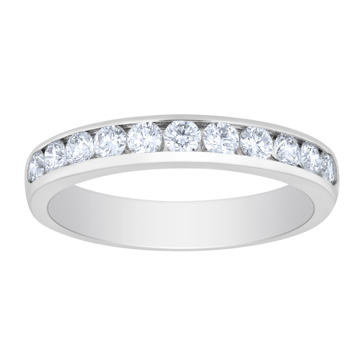 White Gold Channel Set Diamond Wedding Band, 0.50cttw