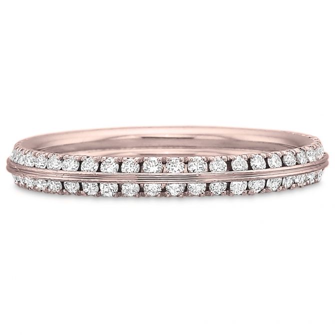 18K Rose Gold Diamond Divided 2 Row Eternity Band