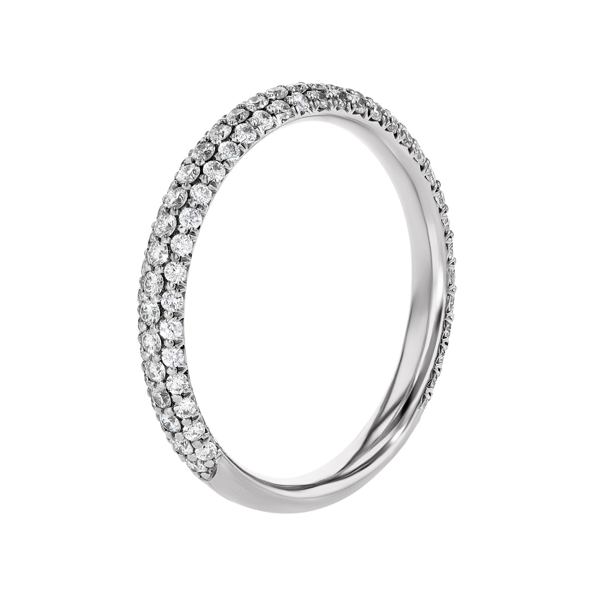 Diamond Pavé 3 Row Wedding Band in White Gold