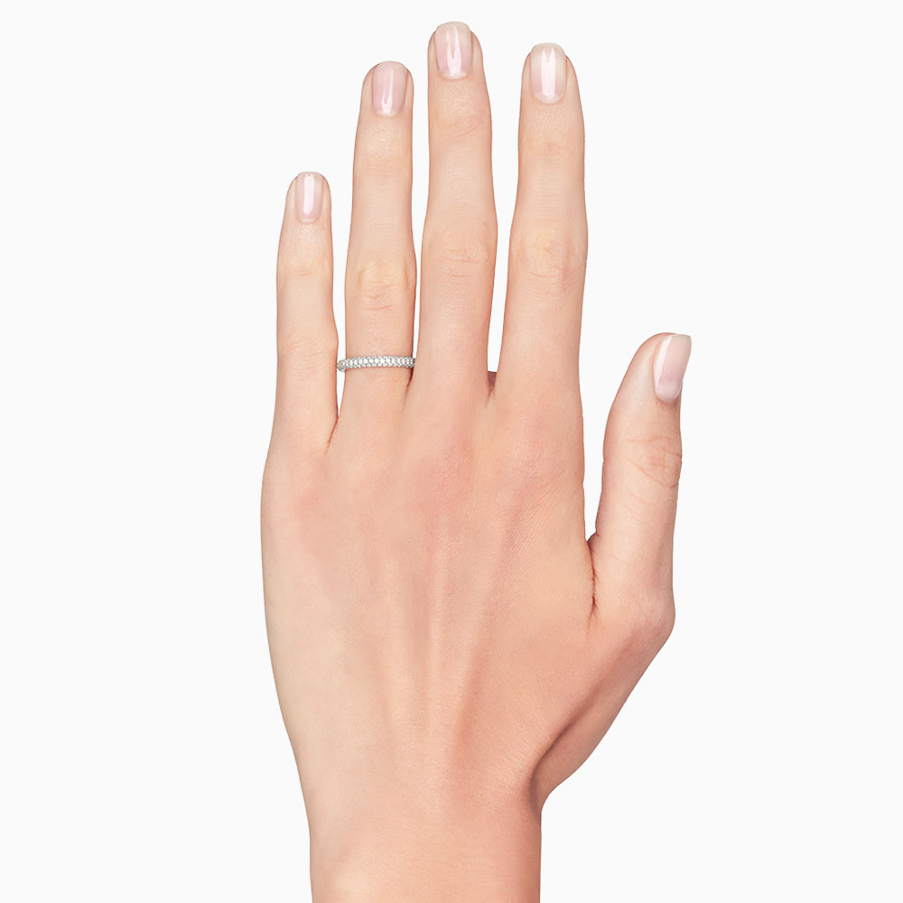 Diamond Pavé 3 Row Wedding Band in White Gold