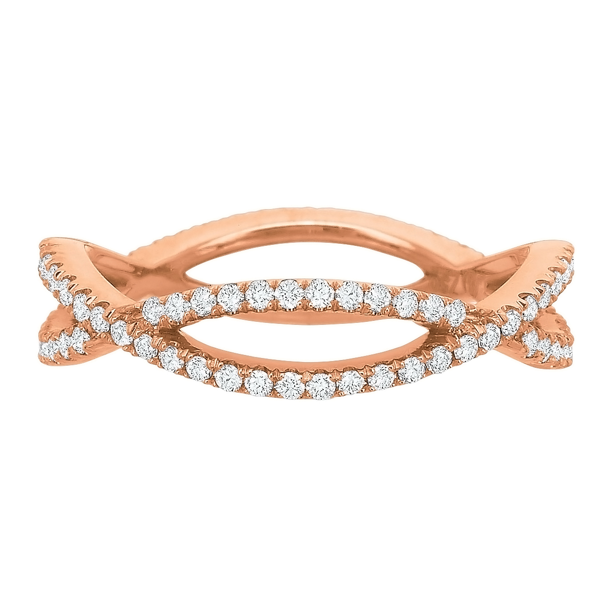 Diamond Crossover Wedding Band in Rose Gold