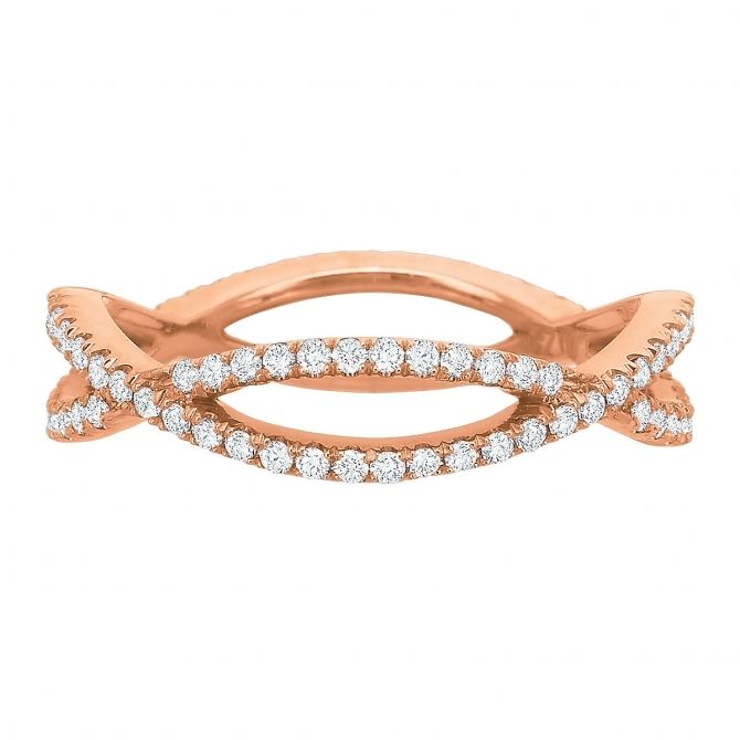 Diamond Crossover Wedding Band in Rose Gold