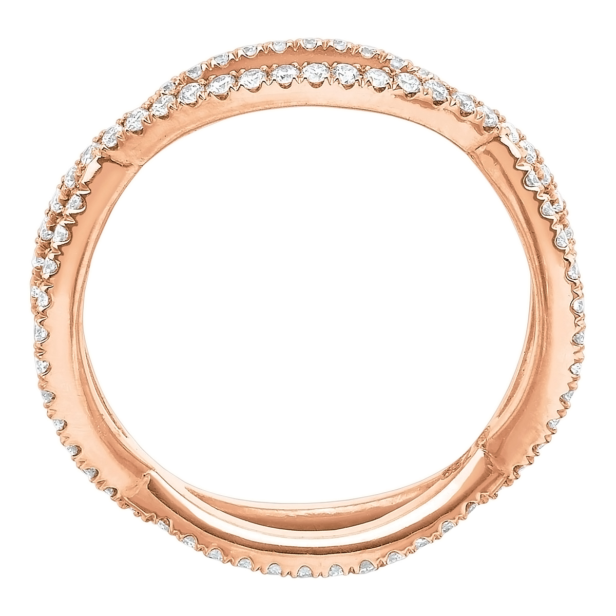 Diamond Crossover Wedding Band in Rose Gold
