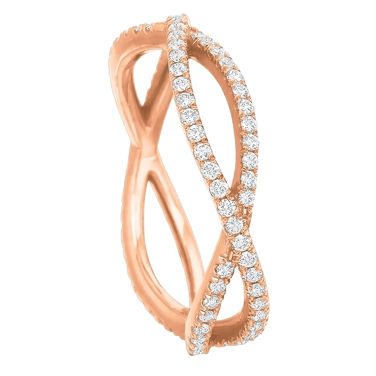 Diamond Crossover Wedding Band in Rose Gold