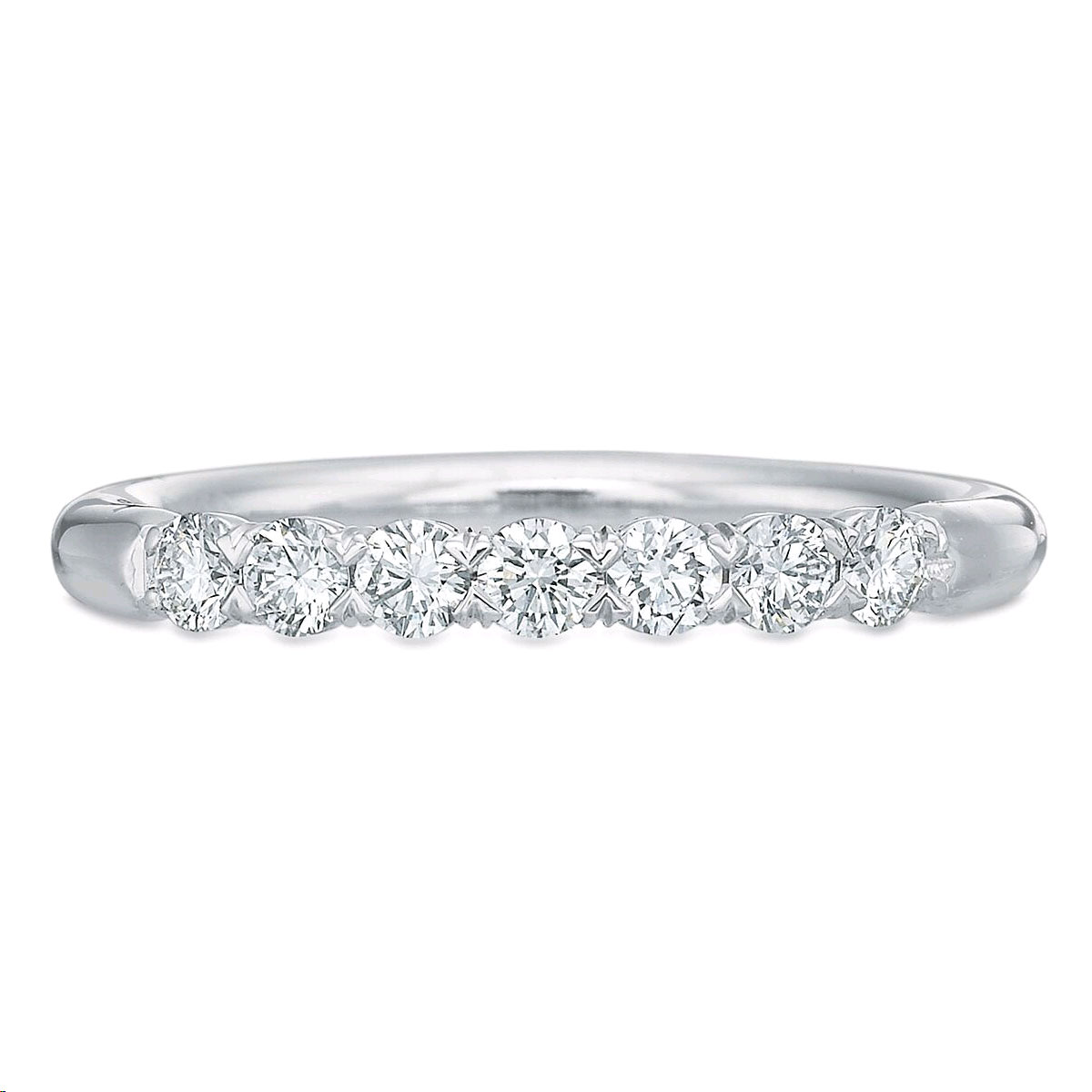 7 Diamond Quarter Shank Wedding Band in White Gold
