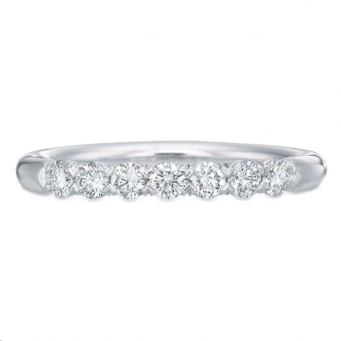 7 Diamond Quarter Shank Wedding Band in White Gold