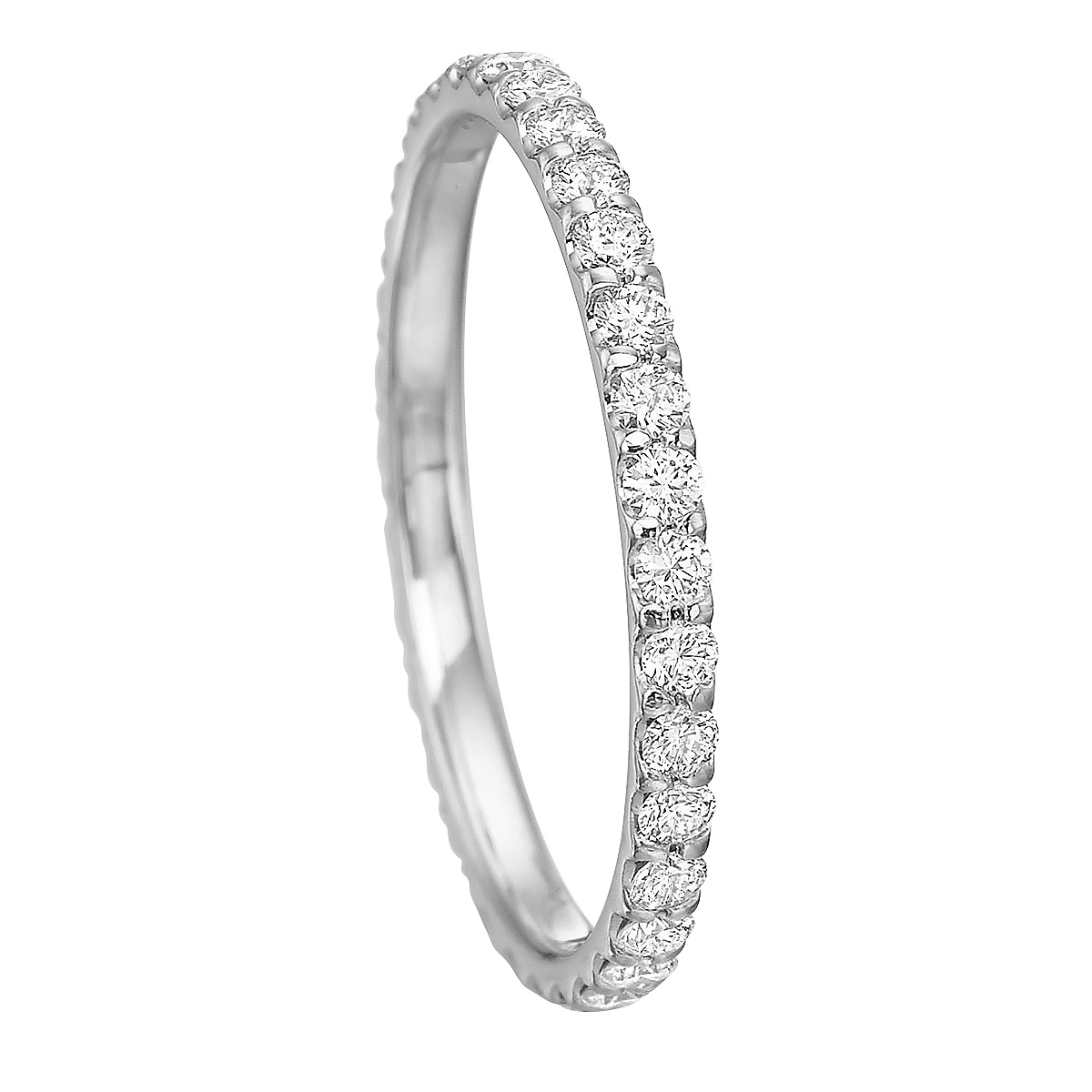 Diamond Shared Prong Comfort Fit Eternity Band in White Gold