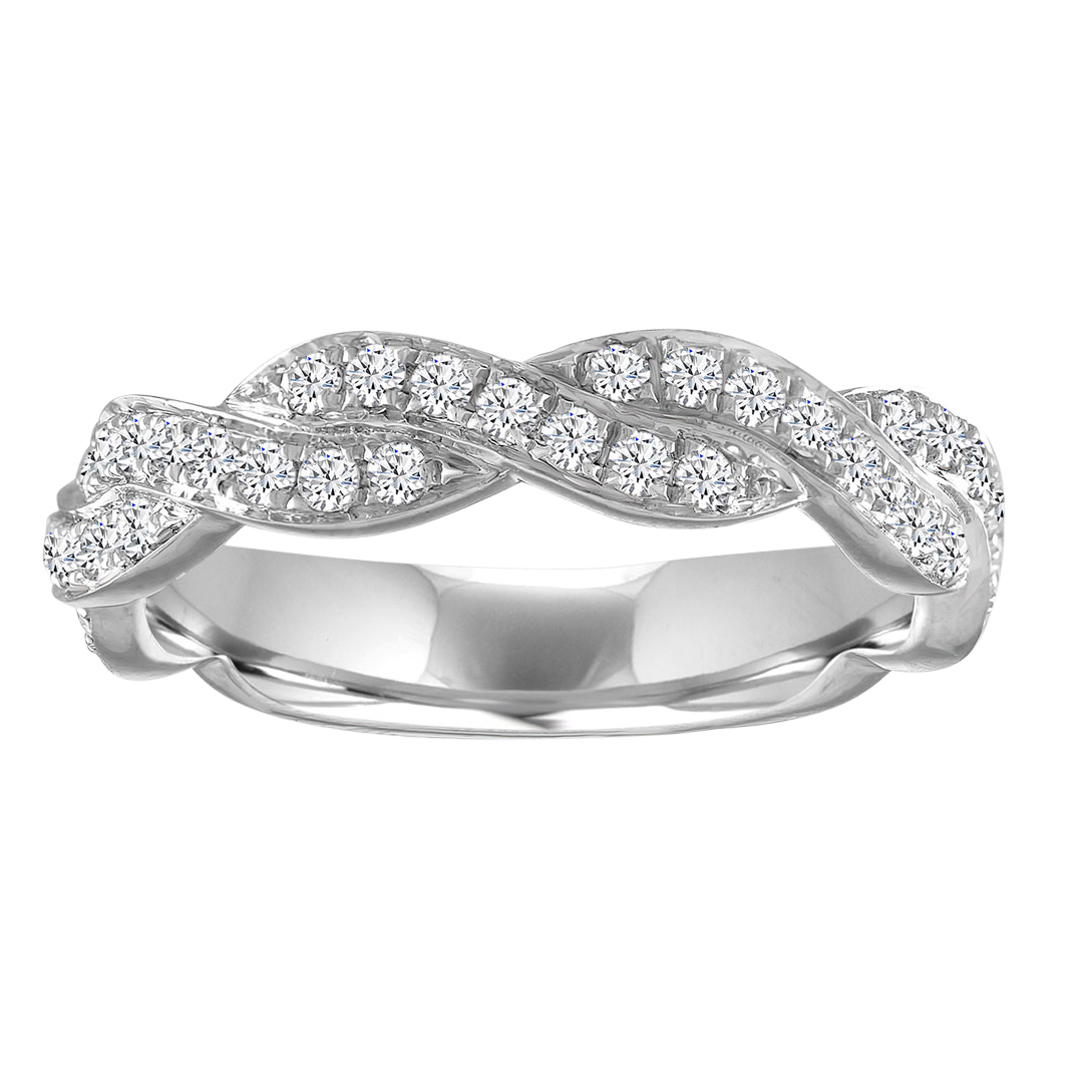 Diamond Pavé Twist Wedding Band in White Gold