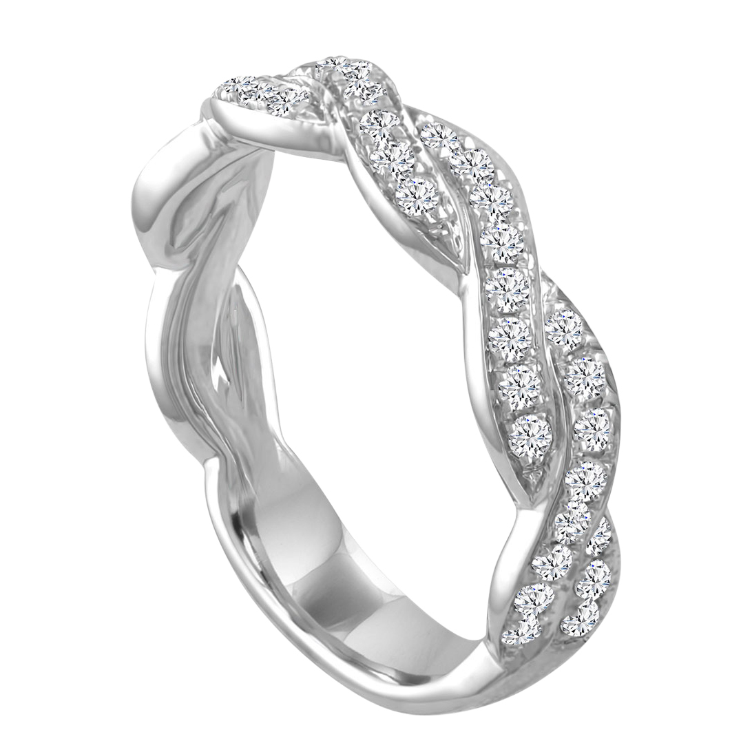 Diamond Pavé Twist Wedding Band in White Gold