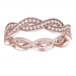 Women S Diamond Rings Wedding Bands Borsheims Artcarved 14k Rose Gold Diamond Woven Eternity Wedding Band