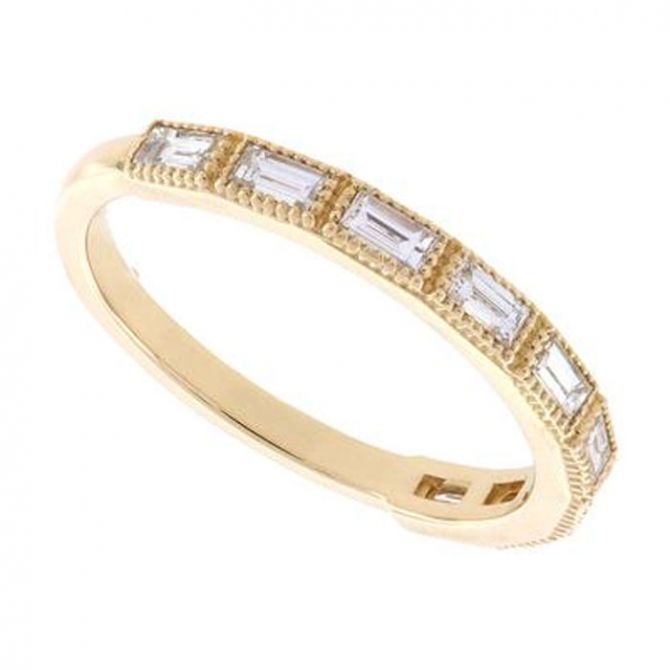 HORIZONTAL BAGUETTE DIAMOND FULL ETERNITY RING IN HALLMARKED 18K GOLD /  PLATINUM