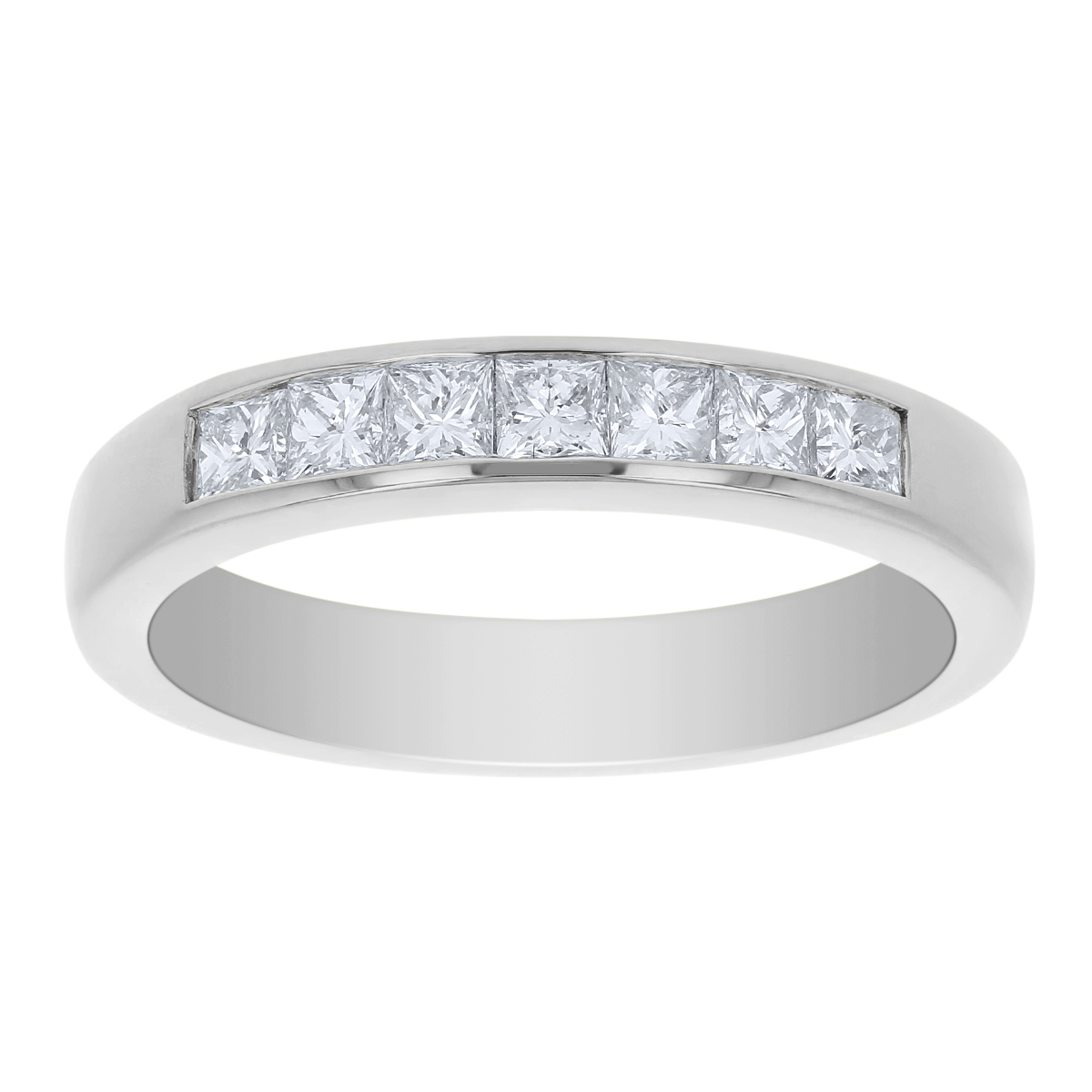 Channel Set Princess Cut Diamond Wedding Band in Platinum