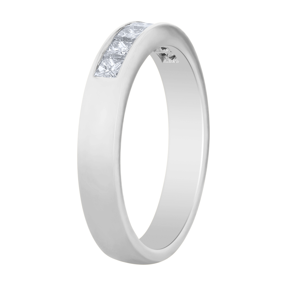 Platinum Channel Set Princess Cut Diamond Wedding Band, 0.50cttw