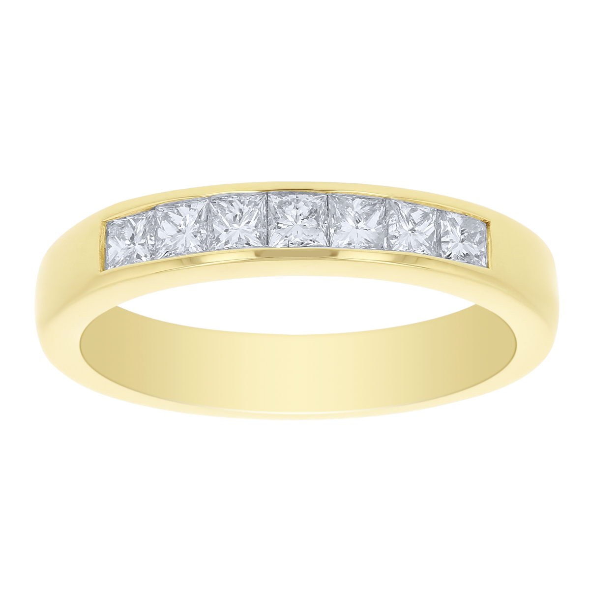 14K Yellow Gold Channel Set Princess Cut Diamond Wedding