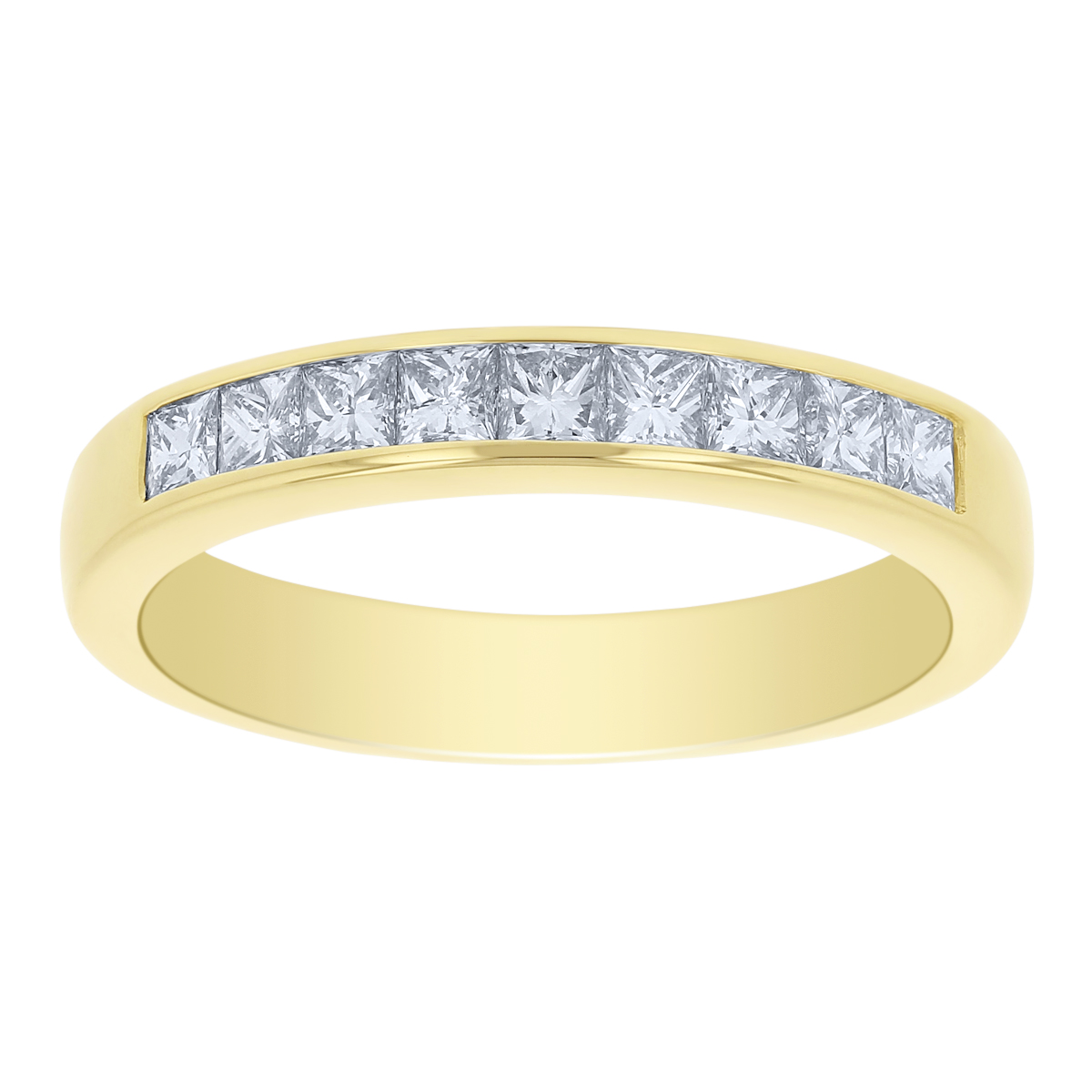 Yellow Gold Channel Set Princess Cut Diamond Wedding Band, 0.50cttw ...