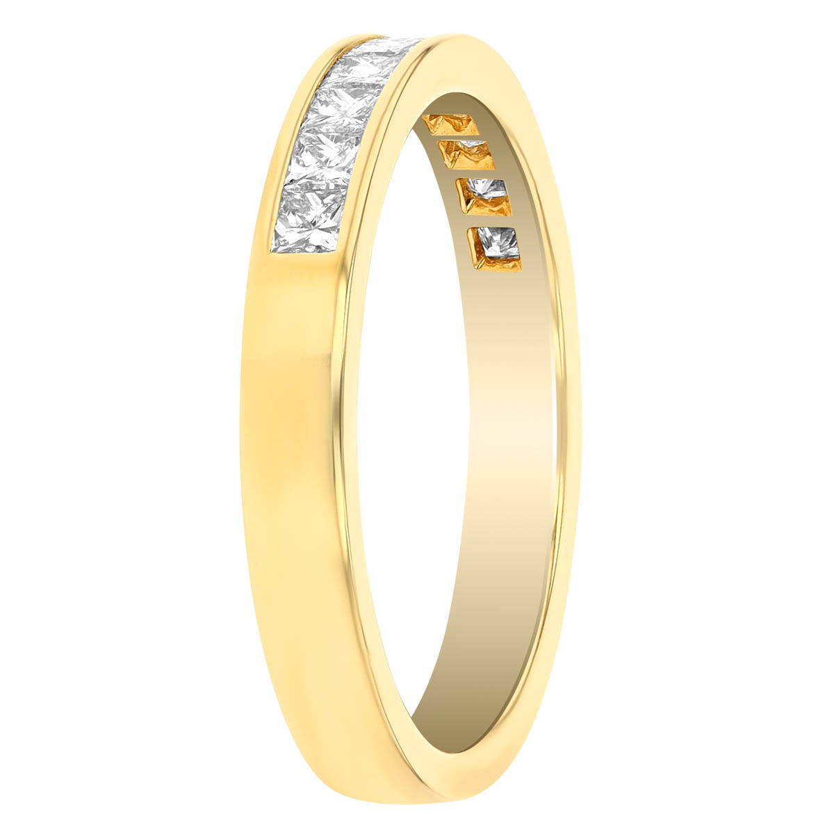 14K Yellow Gold Channel Set Princess Cut Diamond Wedding Band, 0.50cttw