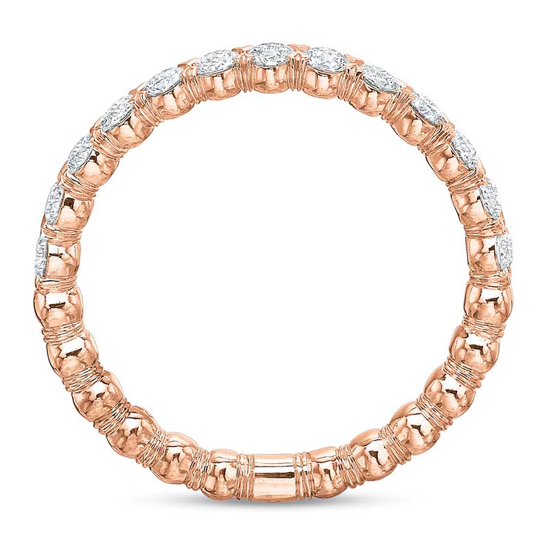 18K Rose Gold Diamond Silk Beaded Wedding Band