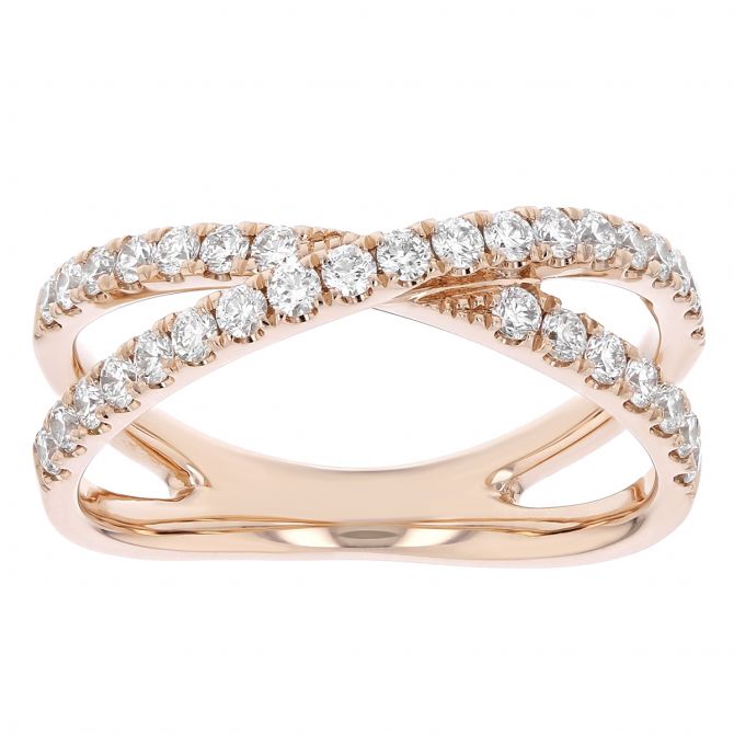 Rose Gold Diamond Crossover Wedding Band