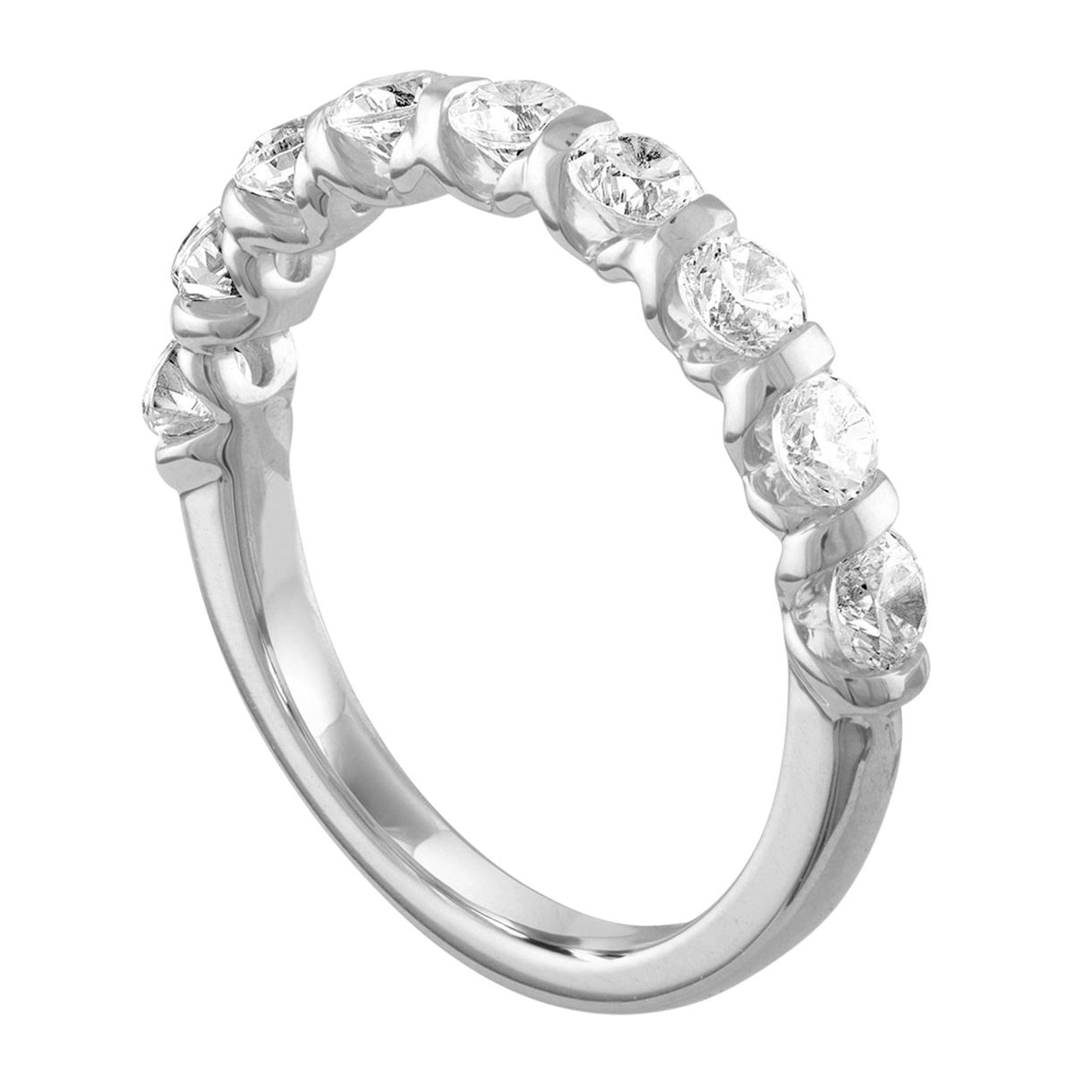 Diamond 13 Stone Twisted Prong Wedding Band in Platinum