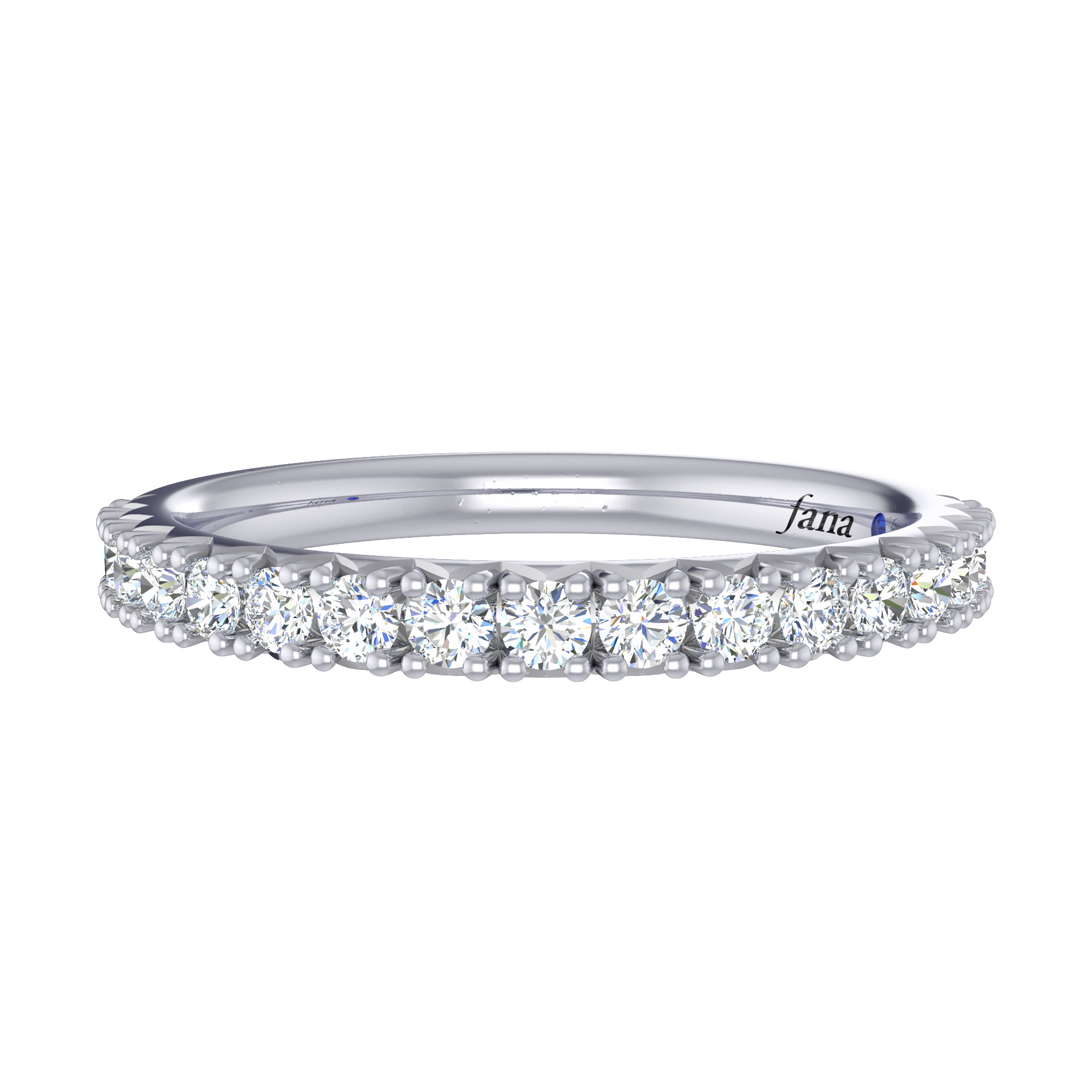 14K White Gold Diamond Pave Wedding Band, 0.42 cttw