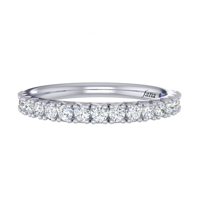 14K White Gold Diamond Pave Wedding Band, 0.42 cttw