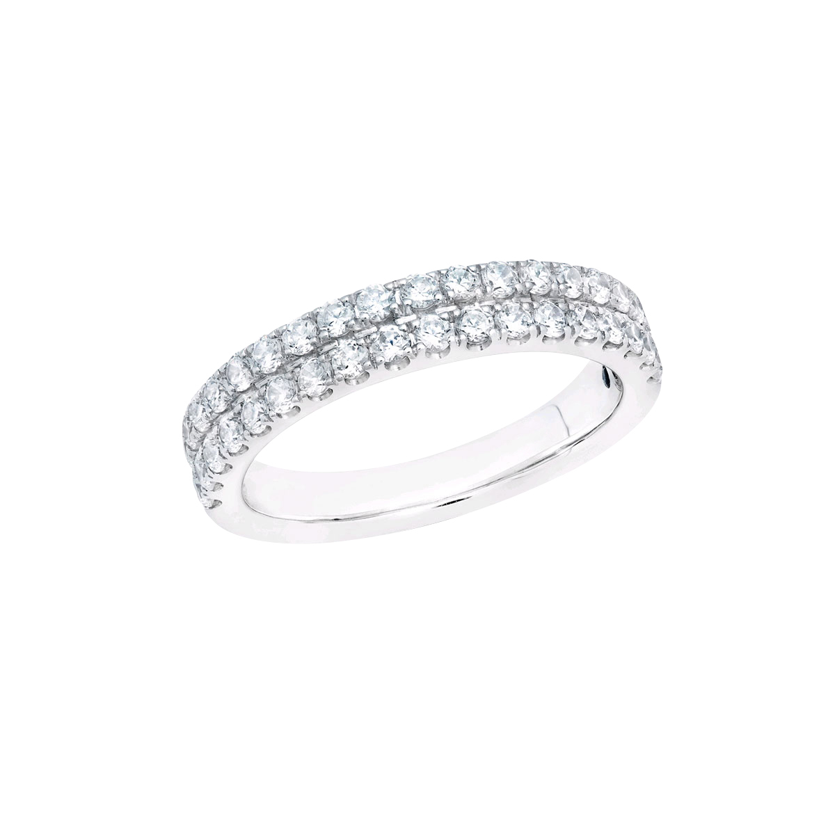Diamond 2 Row Half Eternity Wedding Band in White Gold Borsheims