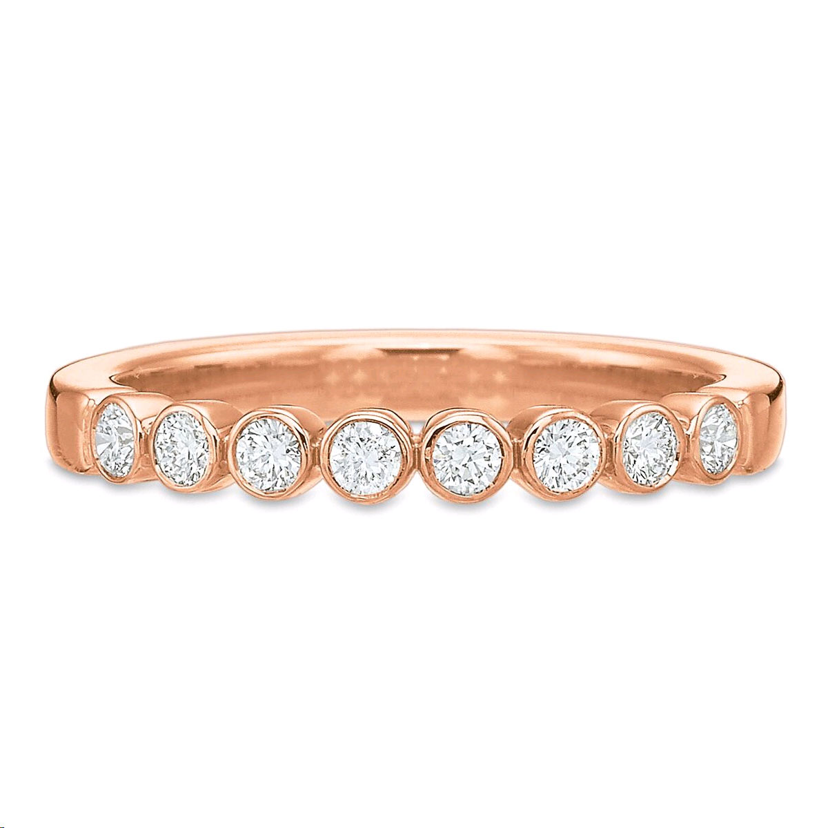 8 Diamond Bezel Set Wedding Band in Rose Gold
