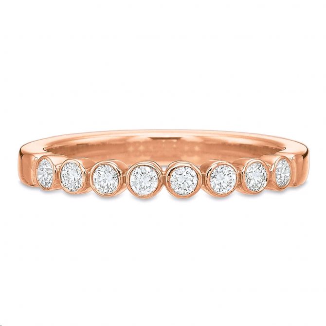8 Diamond Bezel Set Wedding Band in Rose Gold