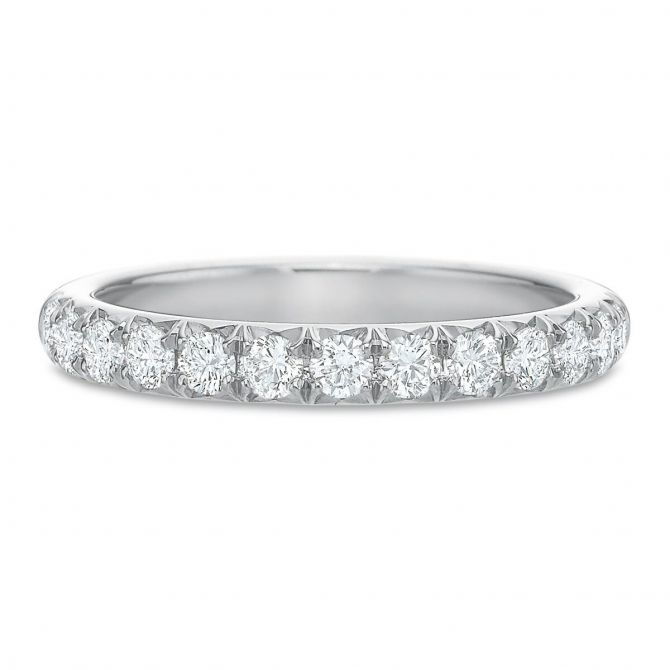 13 Diamond Flush Fit Prong Set Wedding Band in White Gold