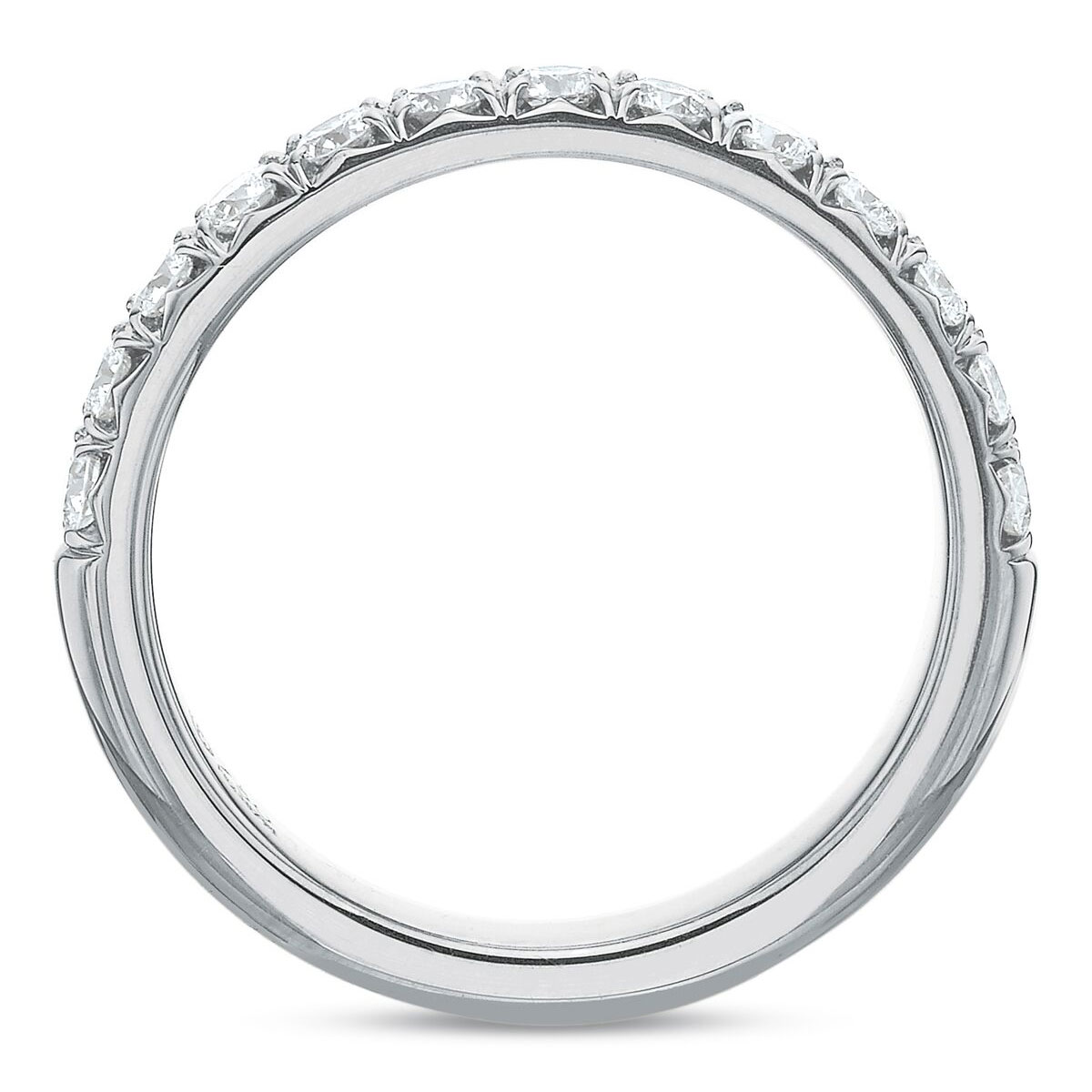 13 Diamond Flush Fit Prong Set Wedding Band in White Gold