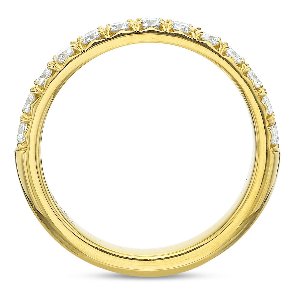13 Diamond Flush Fit Wedding Band in Yellow Gold