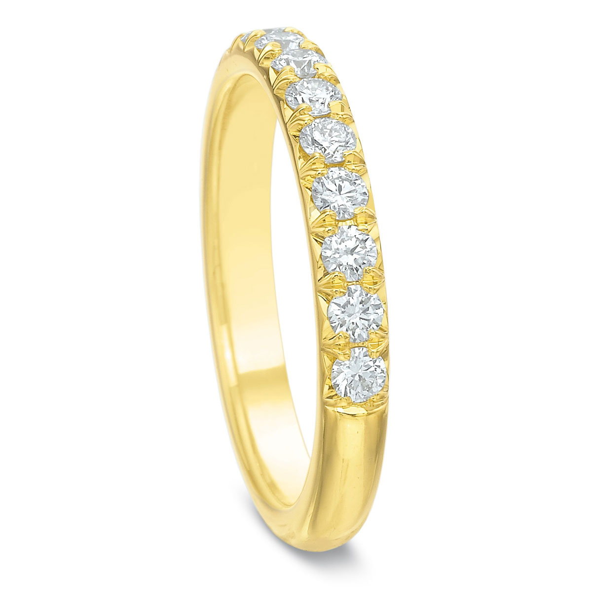 13 Diamond Flush Fit Wedding Band in Yellow Gold