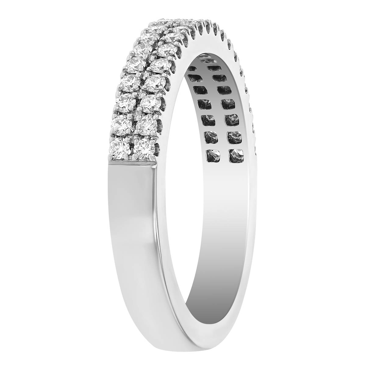 Round Diamond 2 RowPave Wedding Band in White Gold, 0.36 cttw
