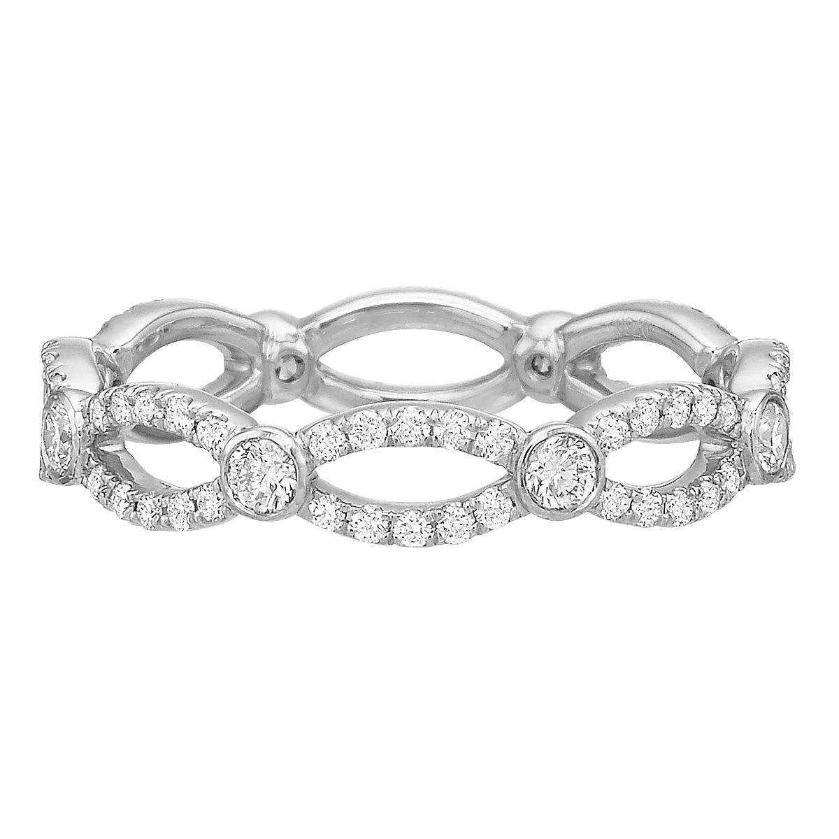 Diamond Twist Pattern Wedding Band in White Gold