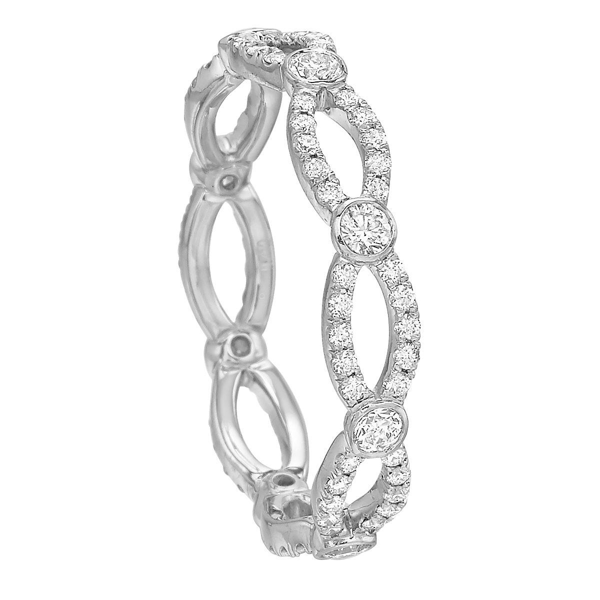 Diamond Twist Pattern Wedding Band in White Gold