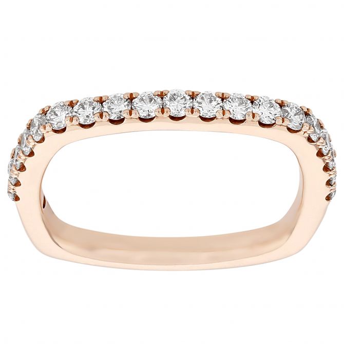 Diamond Soft Square Wedding Band in Rose Gold, Size 6