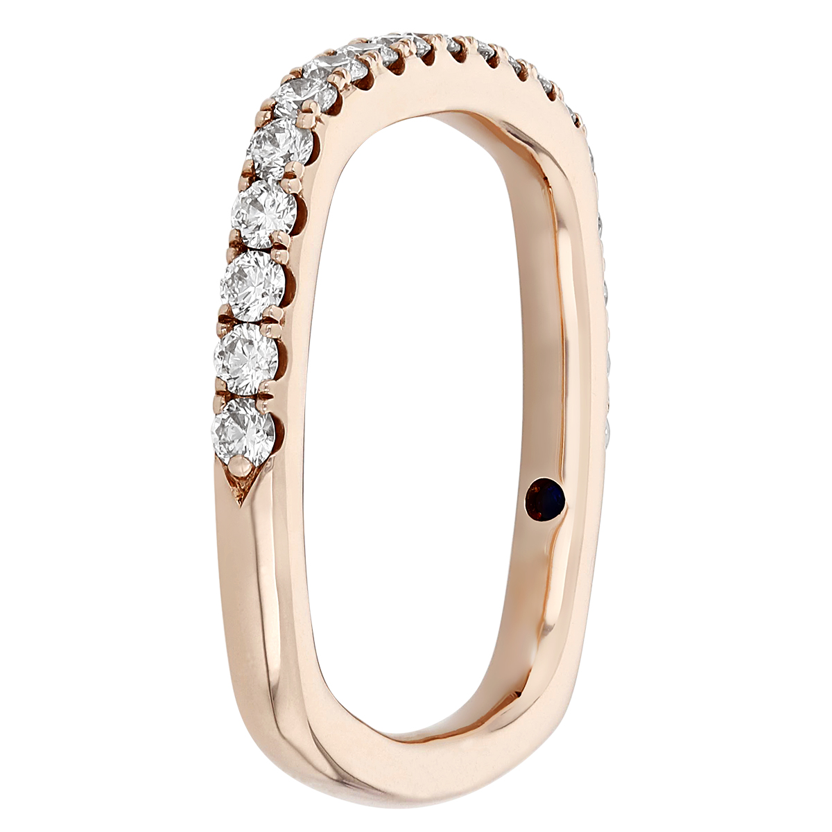 Diamond Soft Square Wedding Band in Rose Gold, Size 6