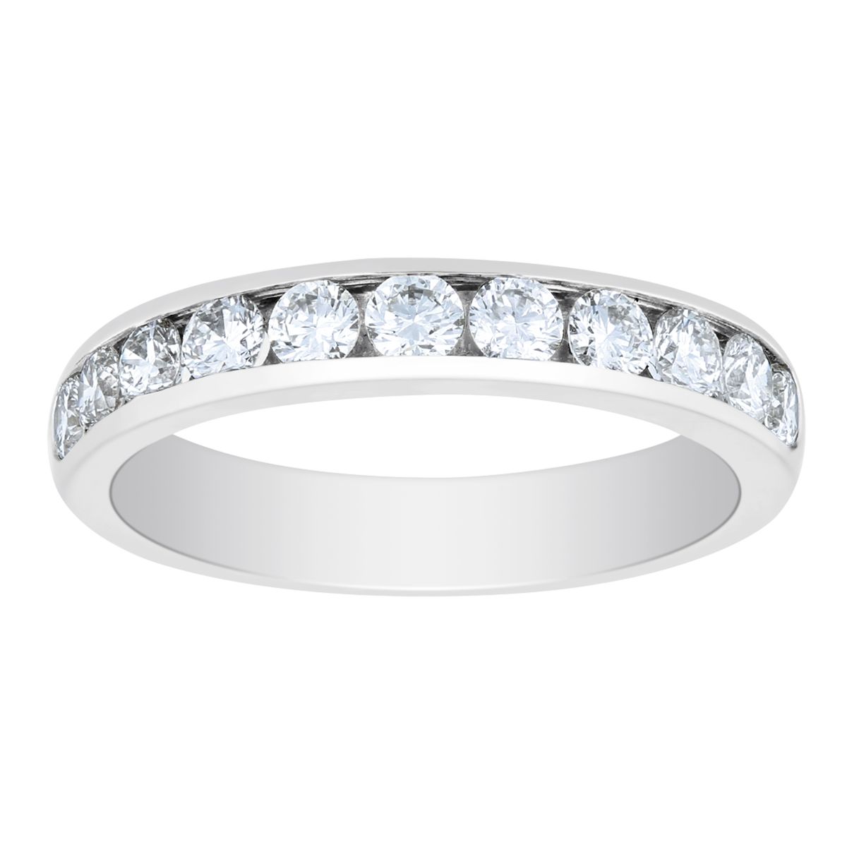 14K White Gold Channel Set Diamond Wedding Band, 0.75cttw