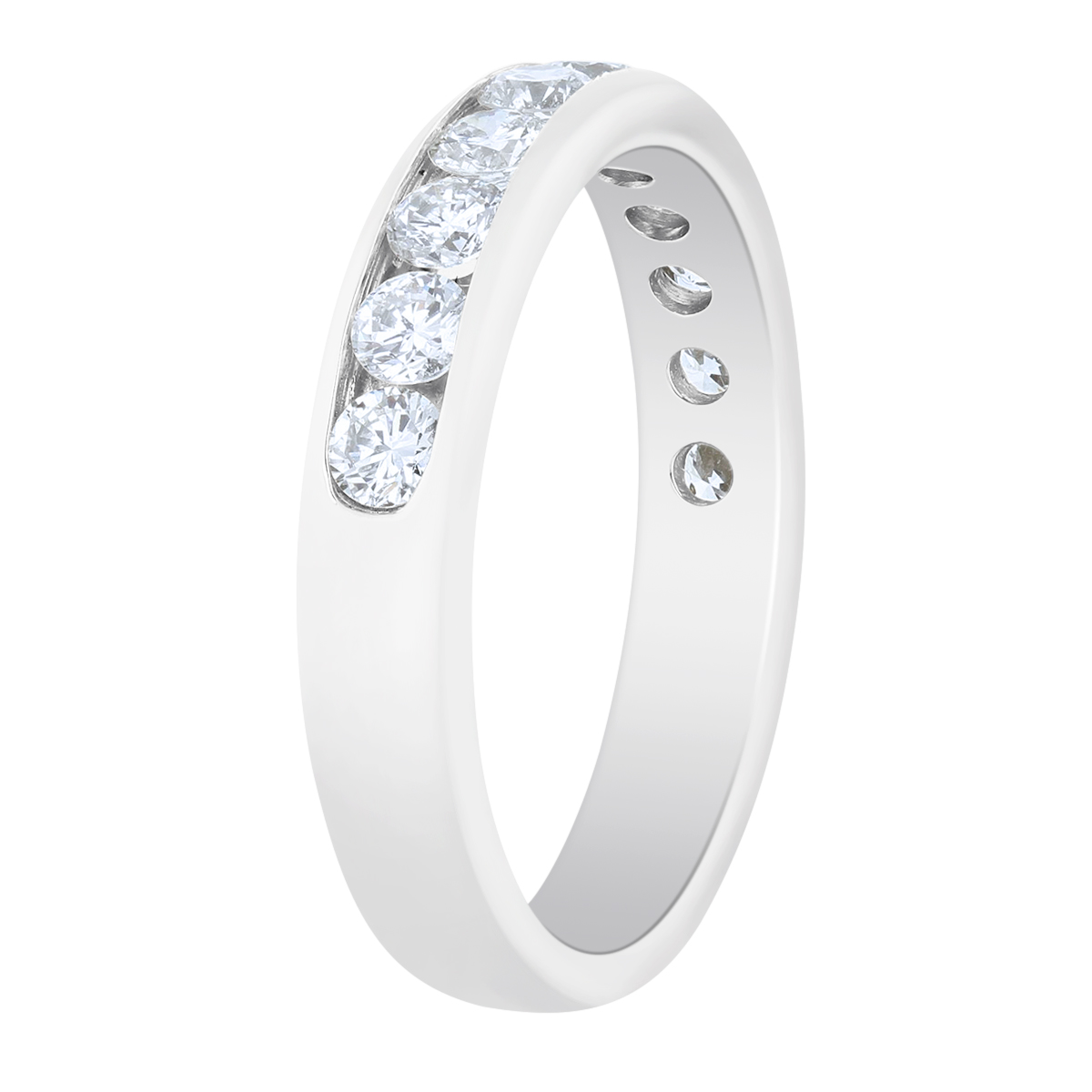 14K White Gold Channel Set Diamond Wedding Band, 0.75cttw