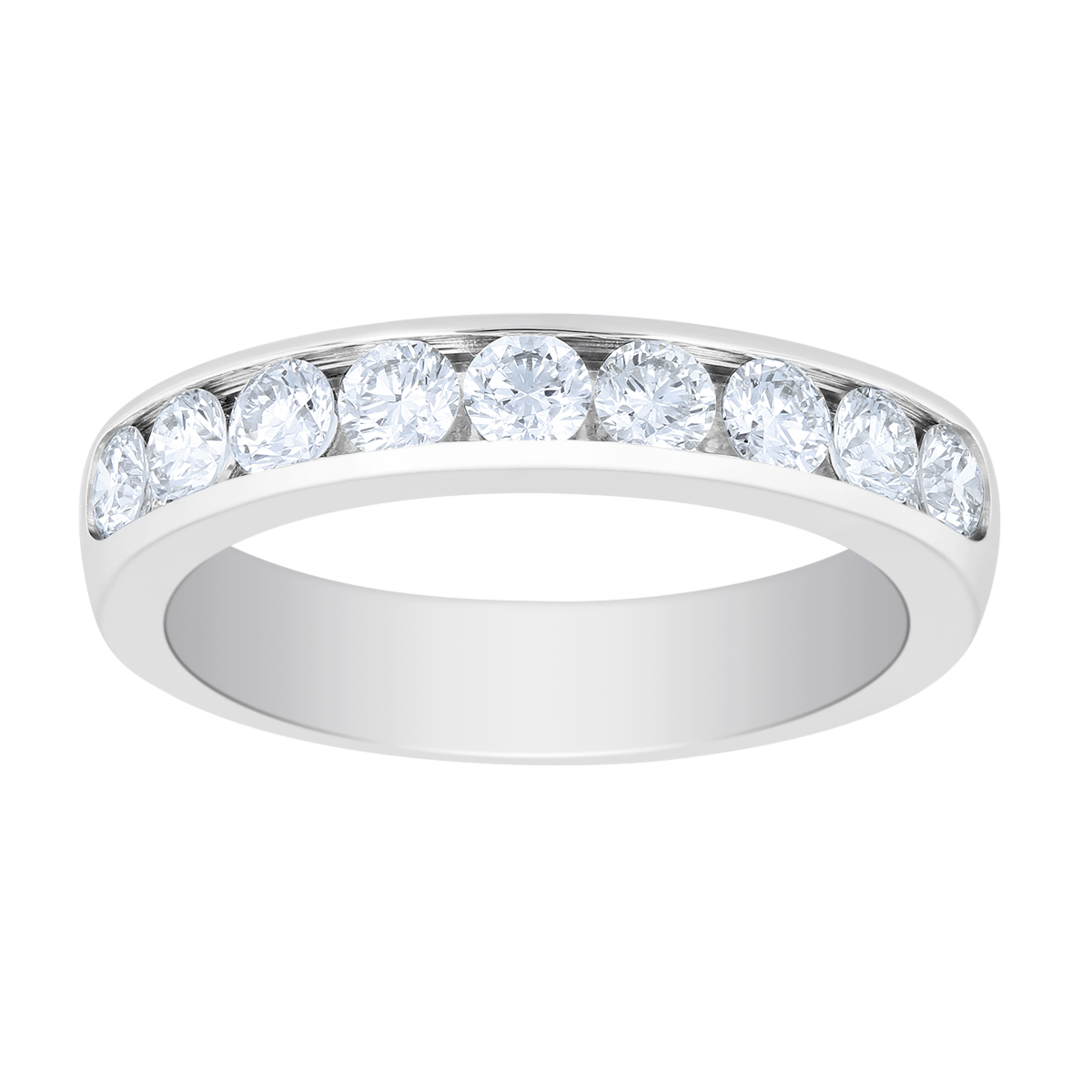 14K White Gold Channel Set Diamond Wedding Band, 0.75cttw