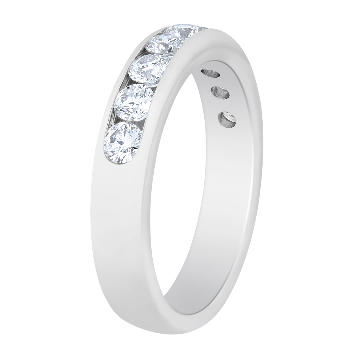 14K White Gold Channel Set Diamond Wedding Band, 0.75cttw