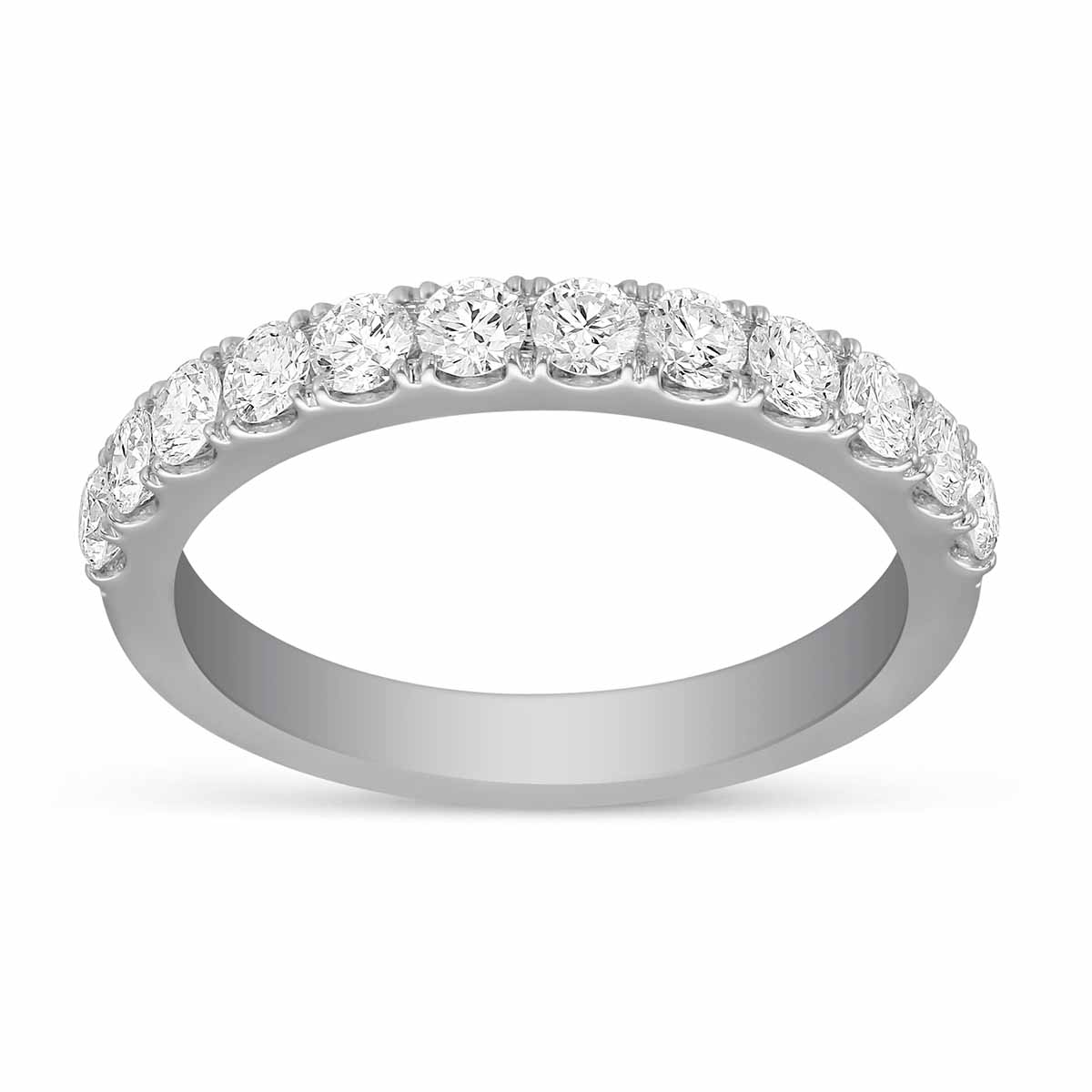 Diamond Prong Set Wedding Band in 14K White Gold, 0.72 cttw