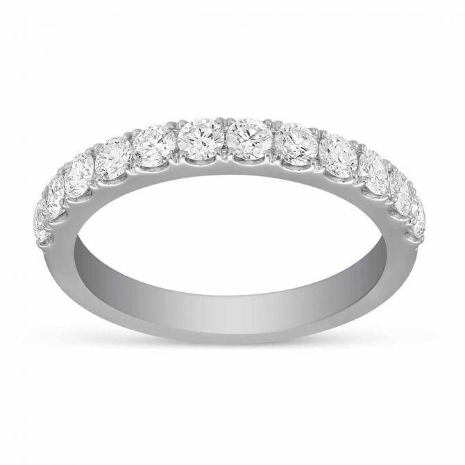Diamond Prong Set Wedding Band in 14K White Gold, 0.72 cttw