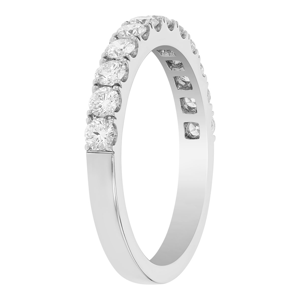 Diamond Prong Set Wedding Band in 14K White Gold, 0.72 cttw