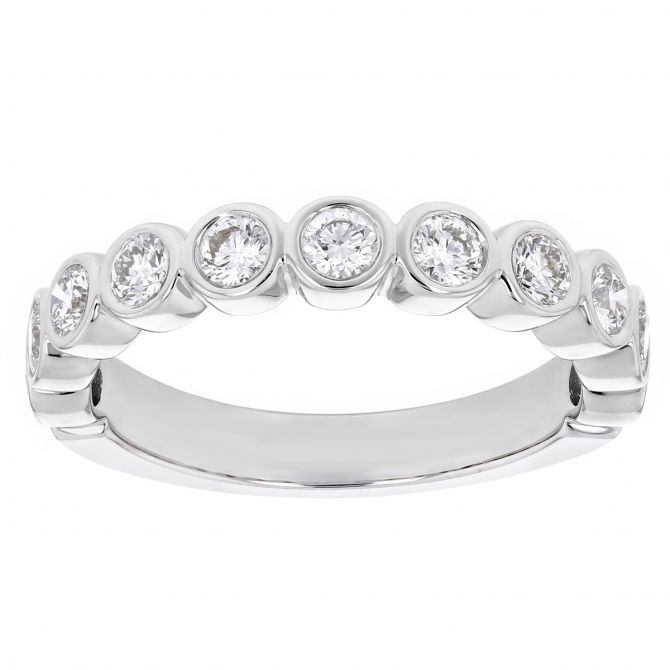 White Gold Round Diamond Bezel Set Wedding Band