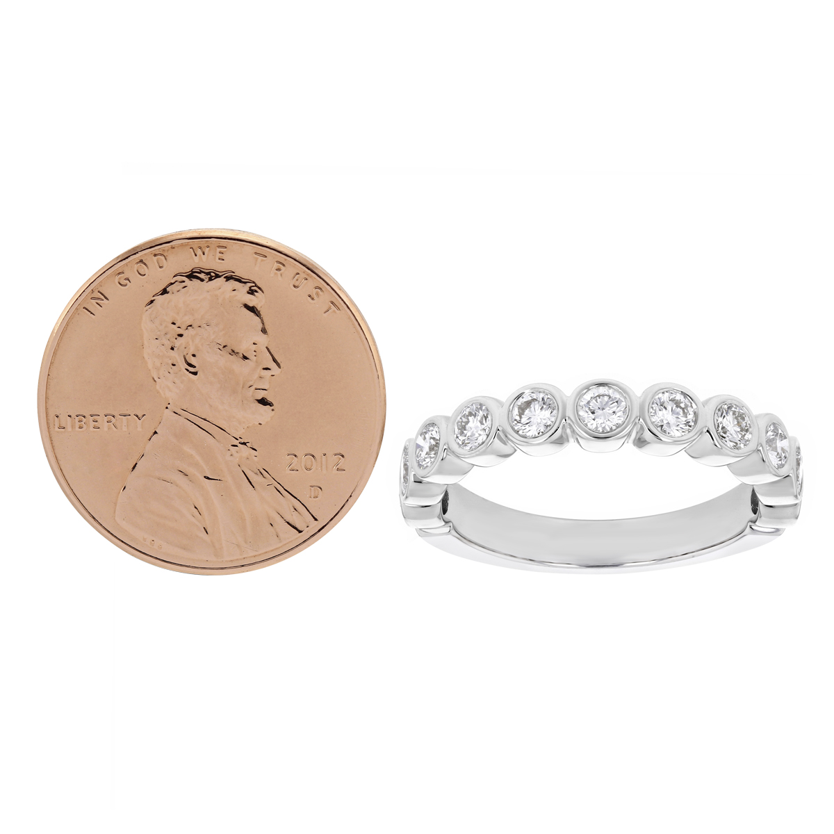 White Gold Round Diamond Bezel Set Wedding Band