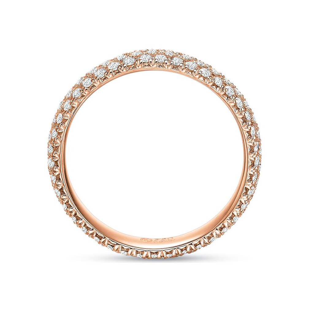 18K Rose Gold Diamond 2 Row Comfort Fit Eternity Band, 0.76cttw