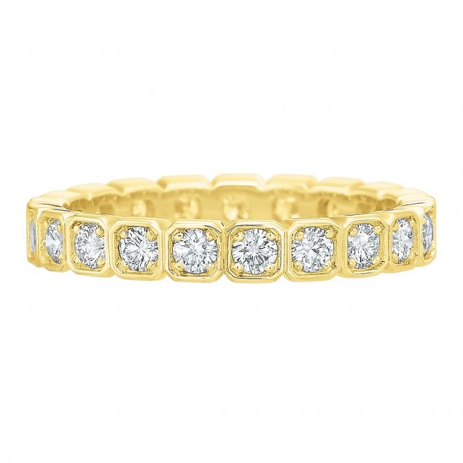Diamond Square Bezel Set Eternity Band in Yellow Gold