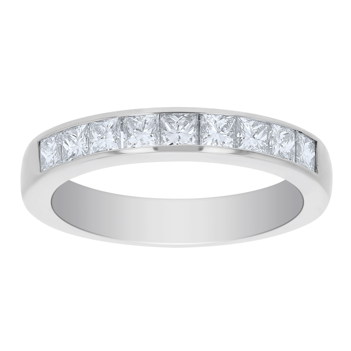 Platinum Channel Set Princess Cut Diamond Wedding Band, 0